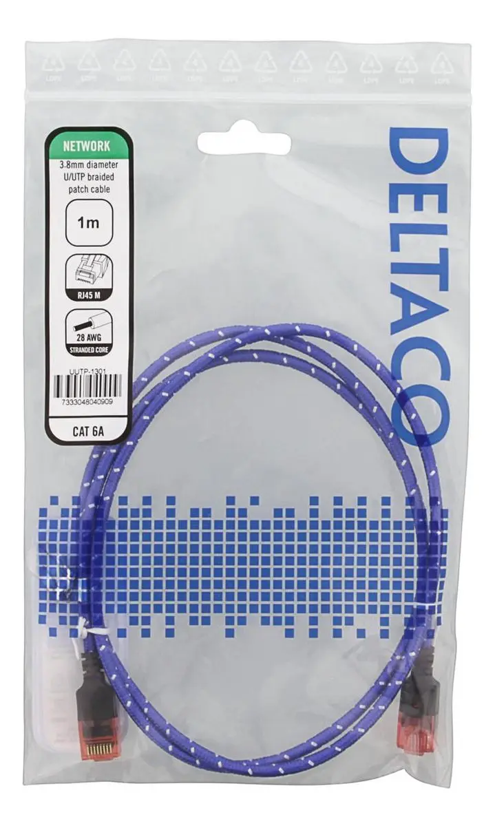 Deltaco UUTP-1301 Netwerkkabel Cat6a 1m - Blauw