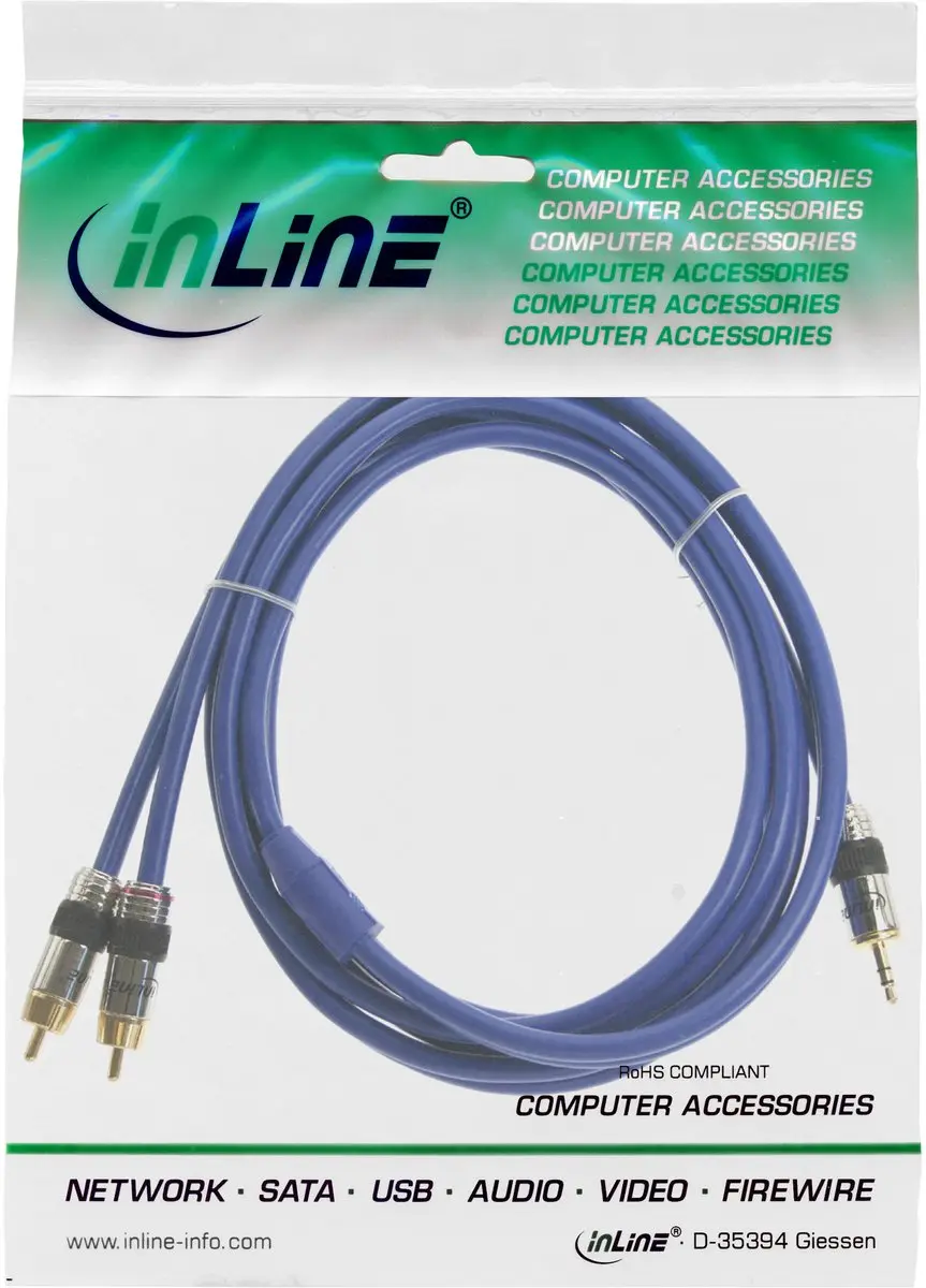 InLine 3,5mm Jack Audiokabel - Blauw - 5m