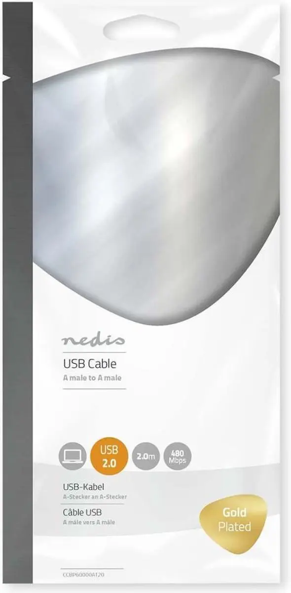 Nedis USB 2.0 A-B Kabel 2m - Verguld - Antraciet