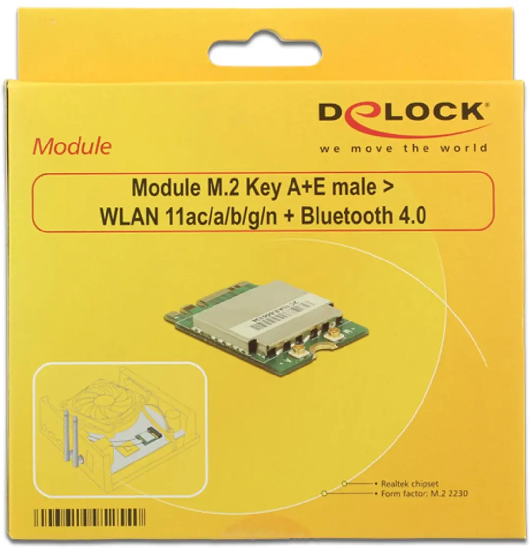 Delock M.2 Key A+E WLAN/Bluetooth Module 95254 - Groen/Zilver