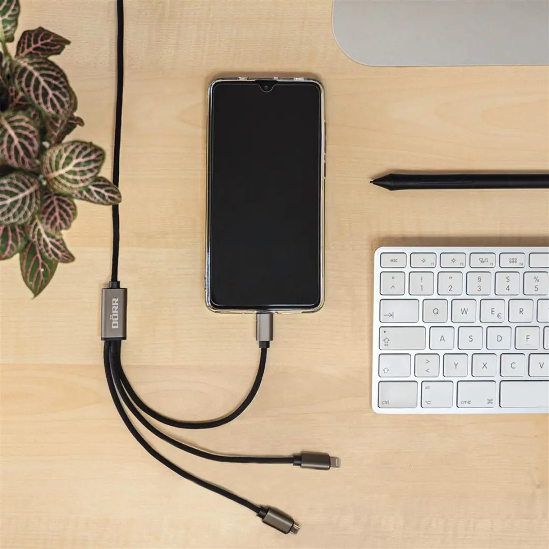 Dörr 977011 USB-kabel 1,2m - A/USB-C/Micro-USB/Lightning - Zwart