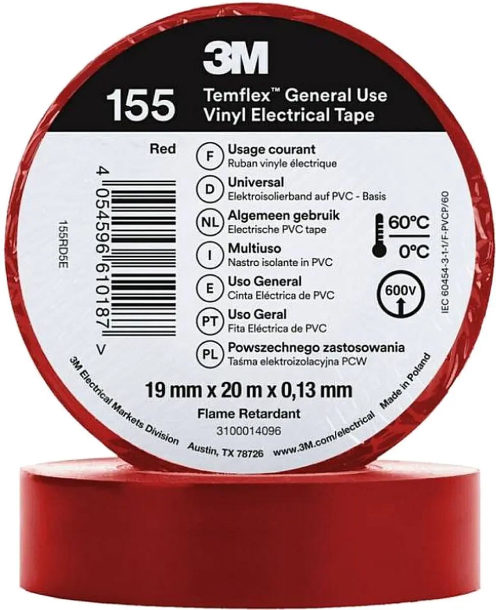 3M Isolatie Tape 19mm Rood