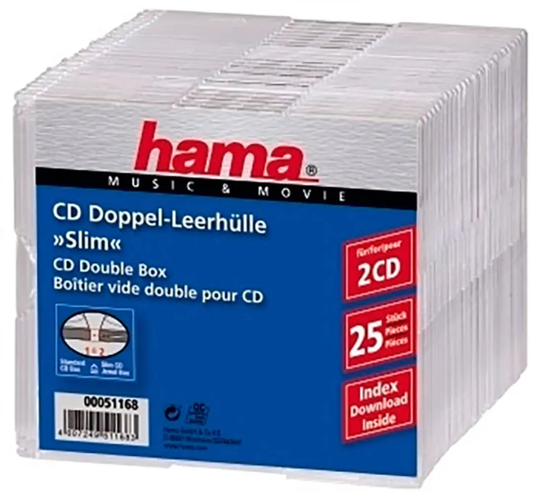 Hama CD Slim Dubbel Jewelcase 25 Stuks