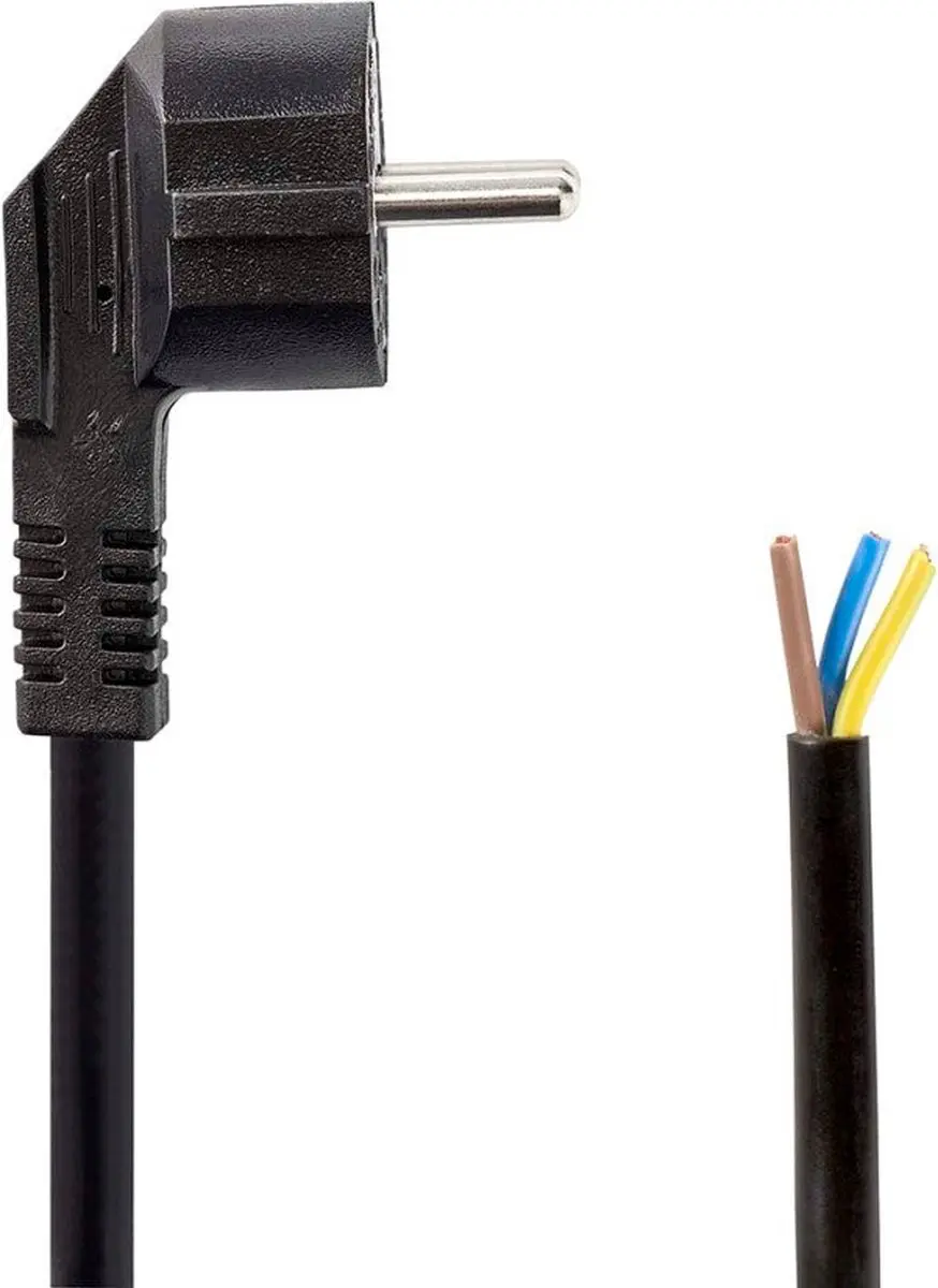 Nedis Stroomkabel Type F CEGL10700BK30 - 3m - Gehoekt - Zwart