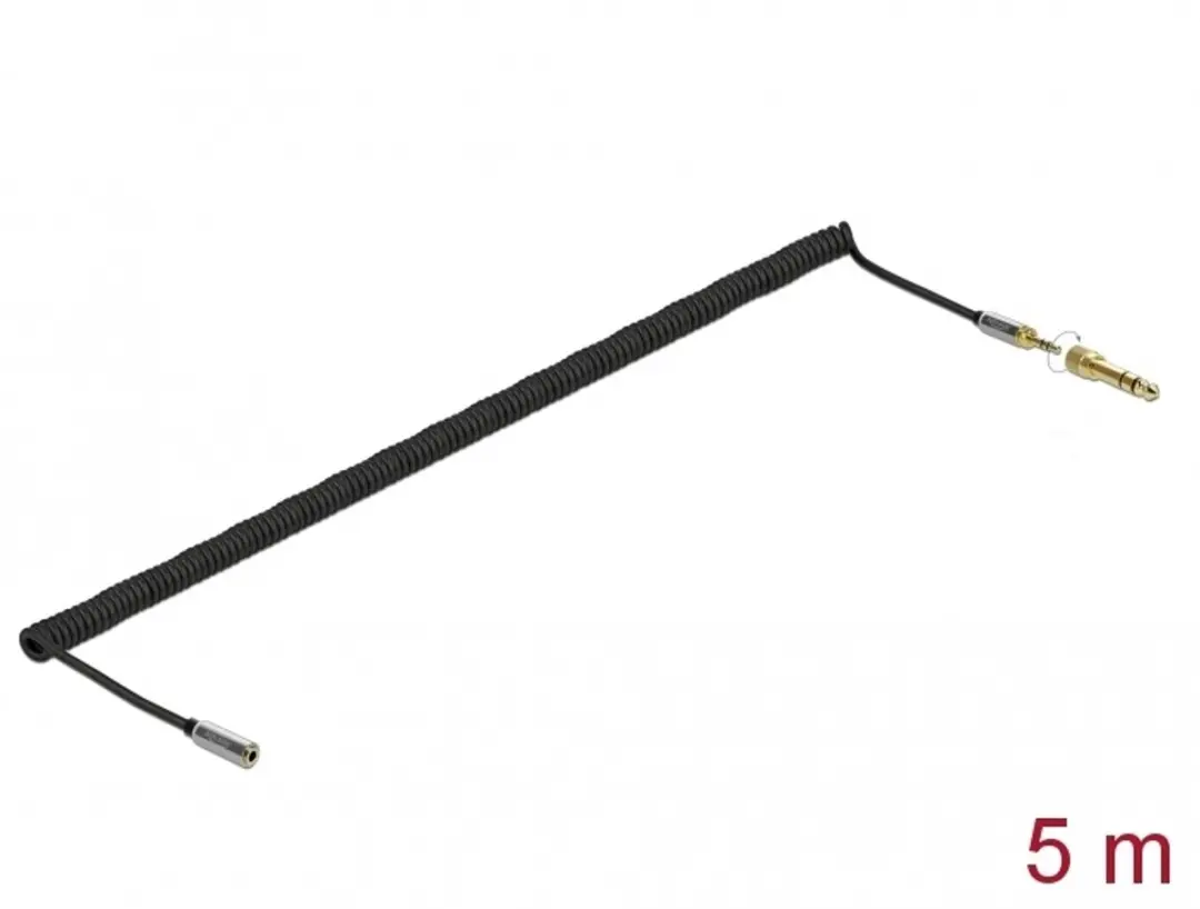 Delock 3,5mm Jack Verlengkabel 5m - 6,35mm Adapter - Zwart