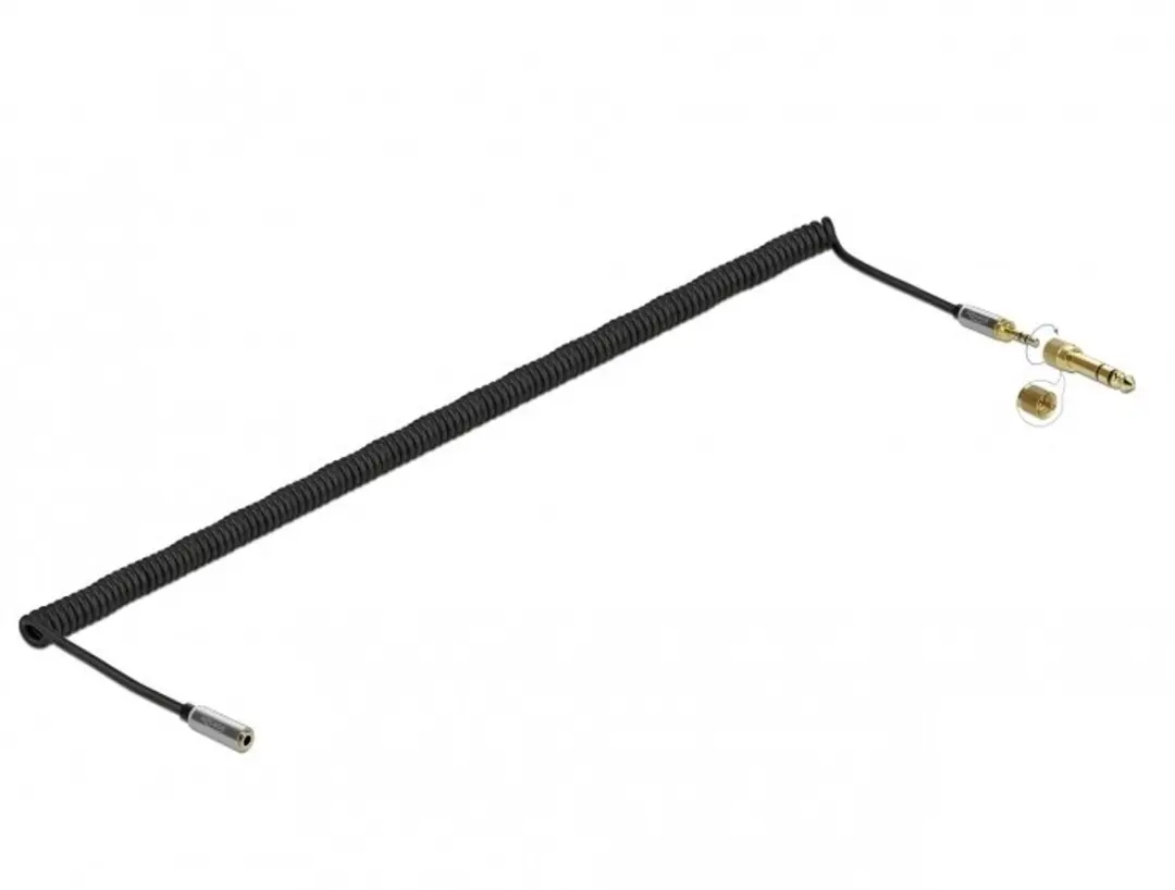 Delock 3,5mm Jack Verlengkabel 5m - 6,35mm Adapter - Zwart