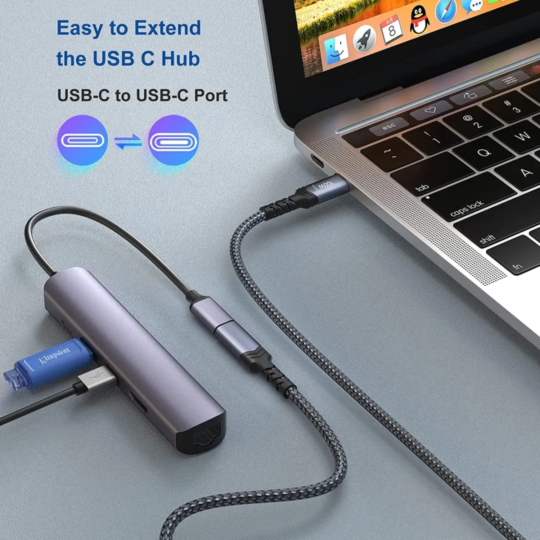 NÖRDIC USBC-N1156 USB-C Kabel 100W 4K60Hz 1m - Zwart