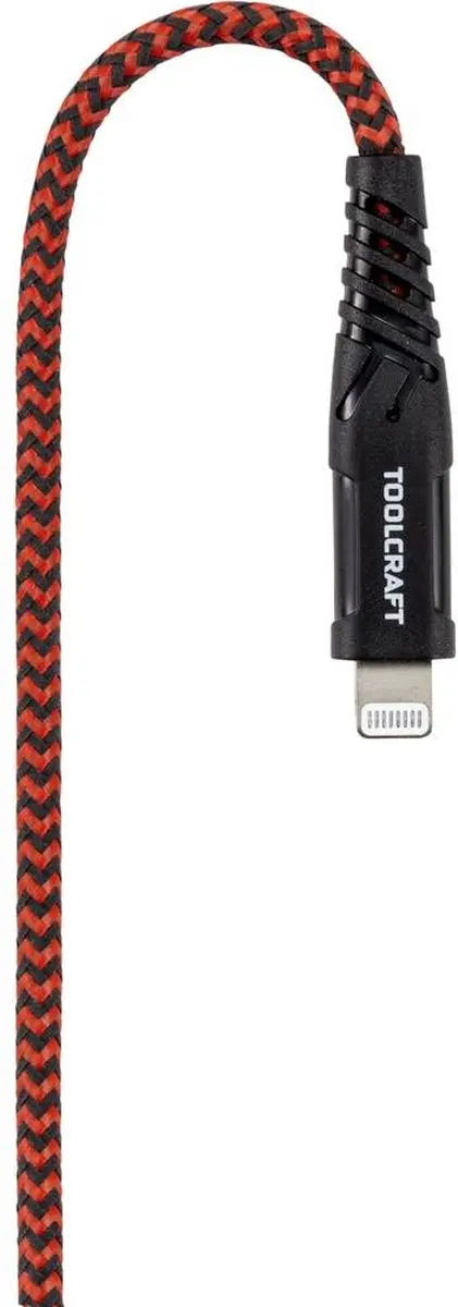 TOOLCRAFT TO-6899490 USB-kabel 1m - USB-A naar Lightning - Zwart-rood