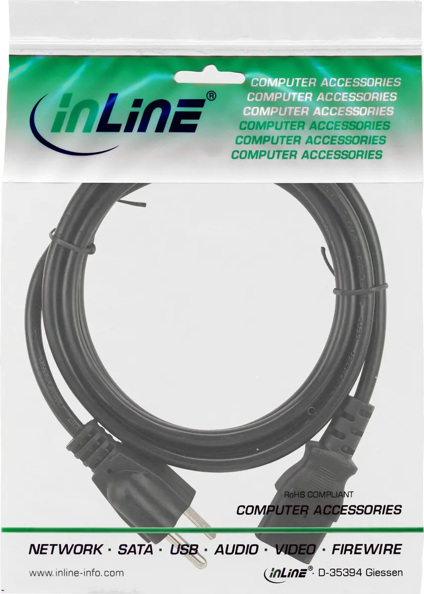 InLine C13 Type B Japan Stroomkabel VCTF 3x0,75mm - 1m