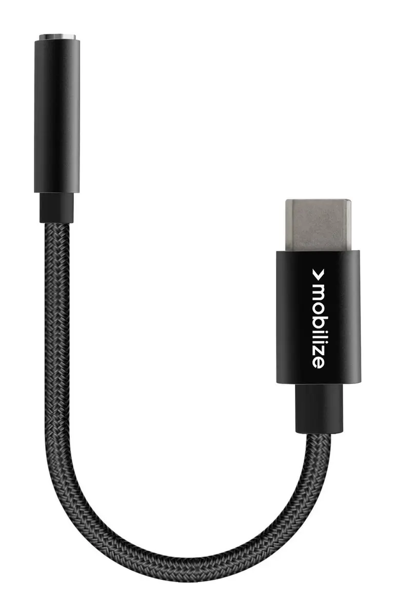 Mobilize USB-C naar AUX 3.5mm Kabel 0.15m - Zwart