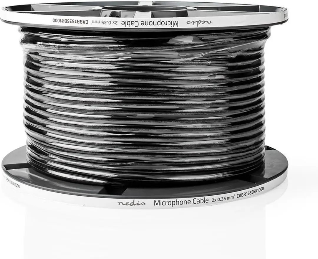 Nedis Microfoonkabel CABR1535BK1000 - 2x0.35mm² - 100m - Zwart