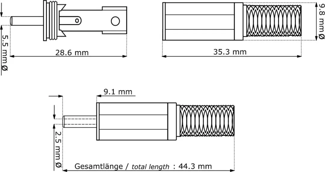 Goobay Soldeerbare DC-stekker 2,5x5,5mm - 10 Stuks - Zwart