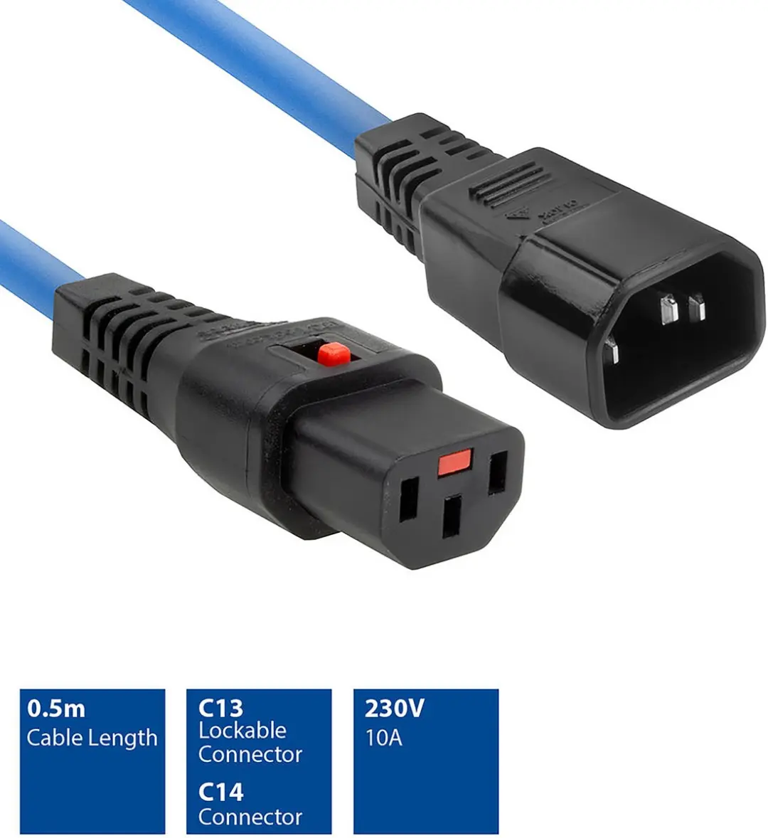ACT PC1109 AK5197 Netsnoer C13-C14 0,5m - Blauw