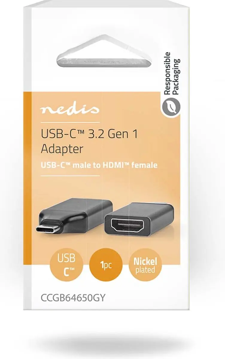 Nedis CCGB64650GY USB-C naar HDMI Adapter 4K60Hz - Grijs/Zwart