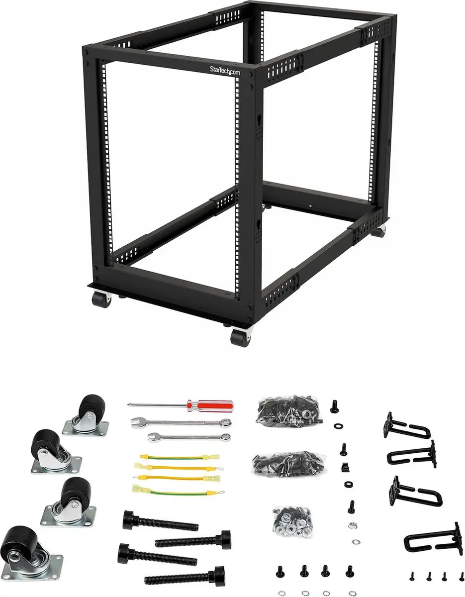 Startech 15U Open Frame Rack 4-Stijl - 22-40 inch - Zwart