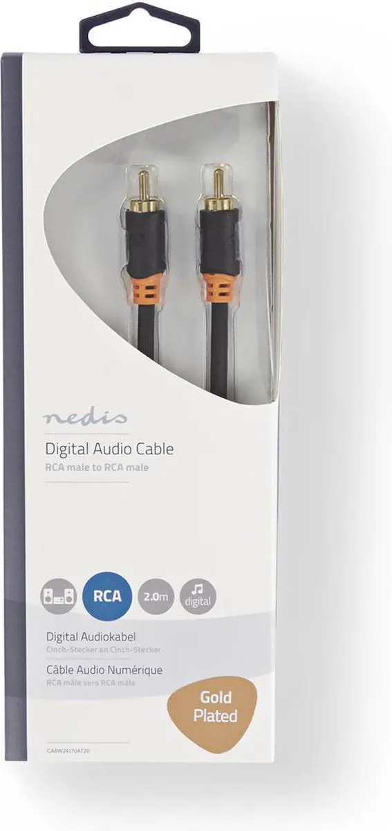 Nedis Digitale Audiokabel RCA Verguld 2.00m - Antraciet
