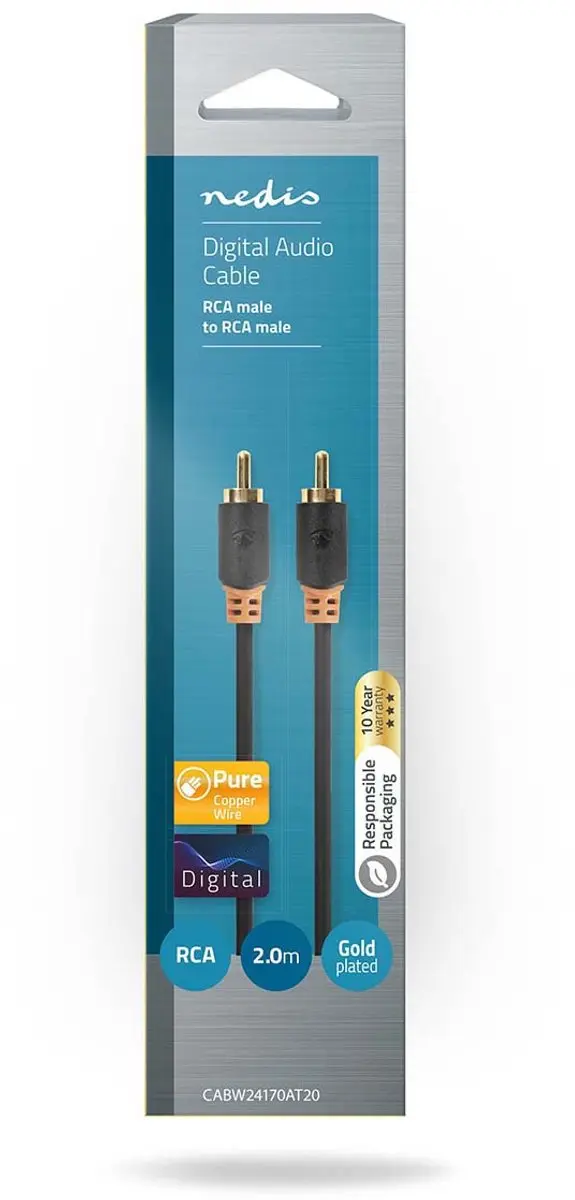 Nedis Digitale Audiokabel RCA Verguld 2.00m - Antraciet