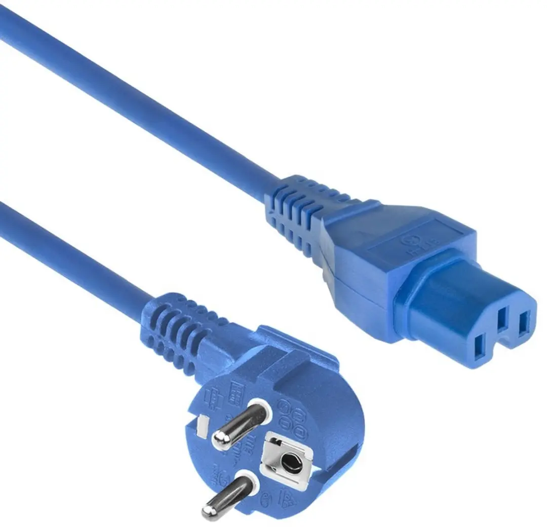 ACT AK5295 Schuko Netsnoer - Haaks - 1,5m - Blauw