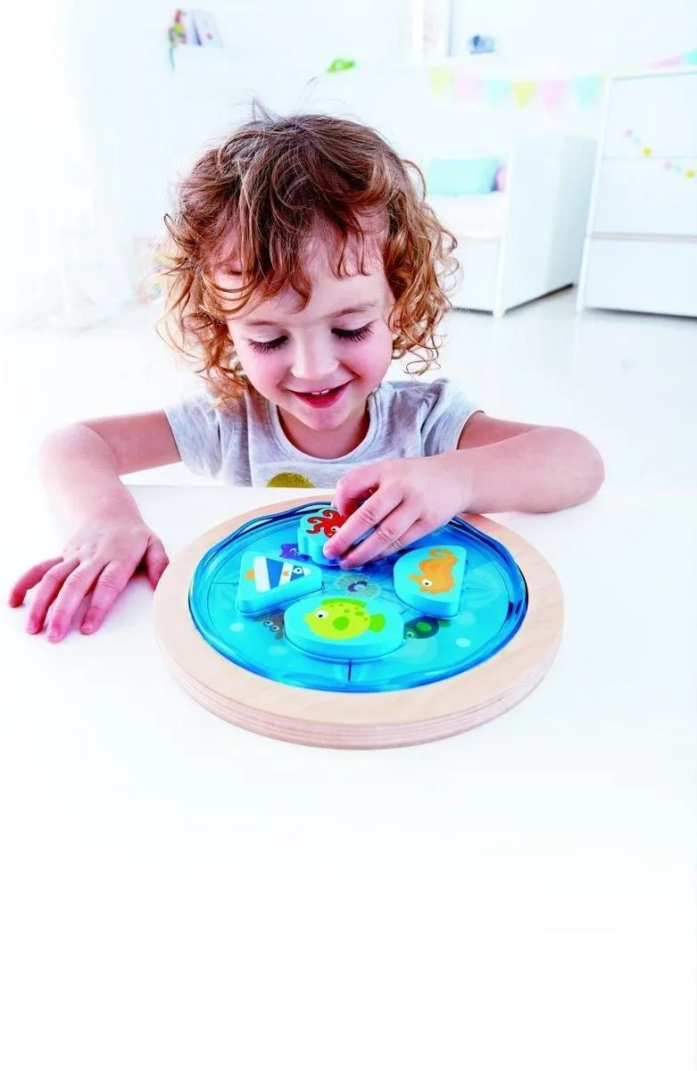 Hape Diepzee Vormenpuzzel 9 Stuks - Blauw - afbeelding 6 van 6