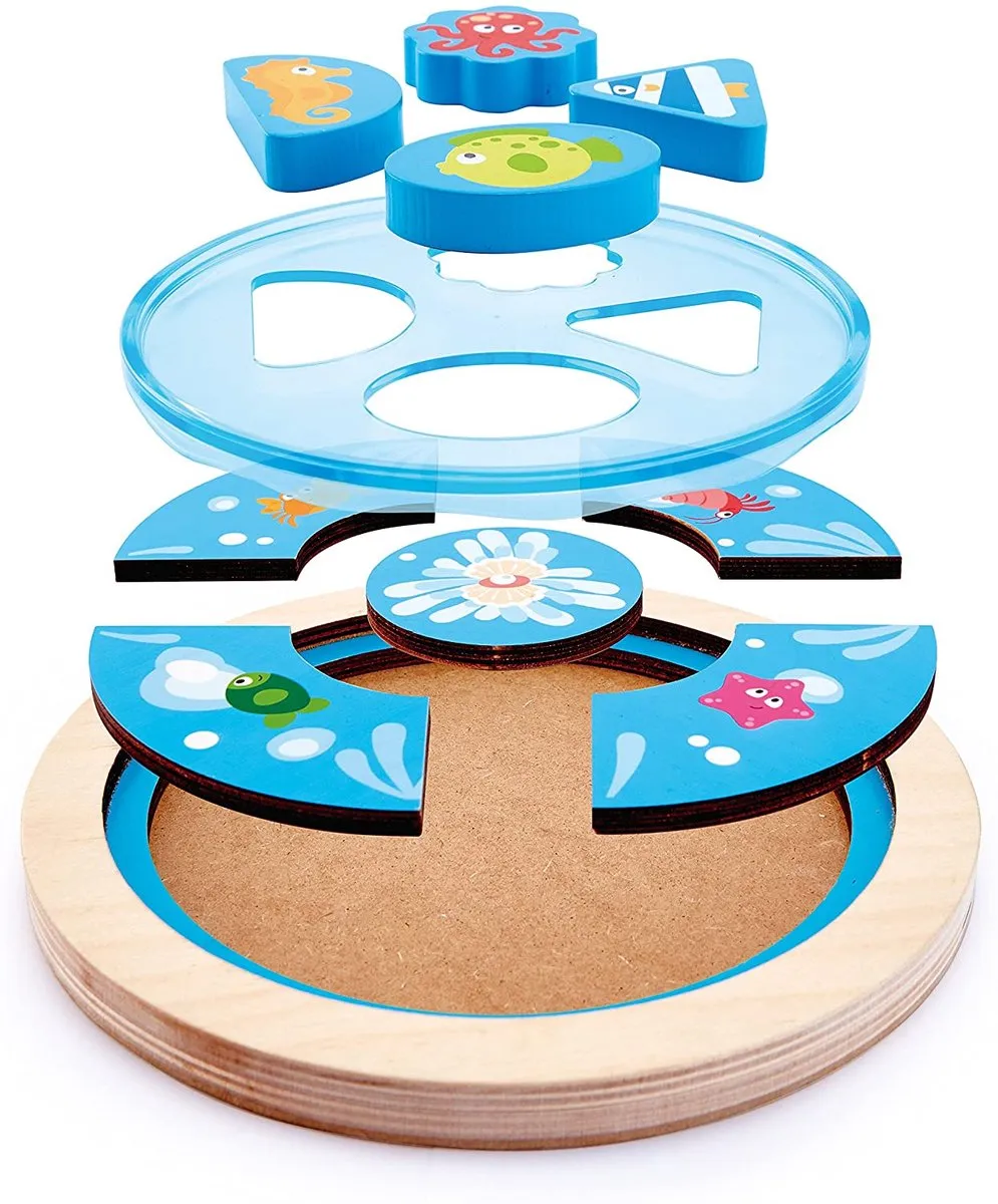 Hape Diepzee Vormenpuzzel 9 Stuks - Blauw