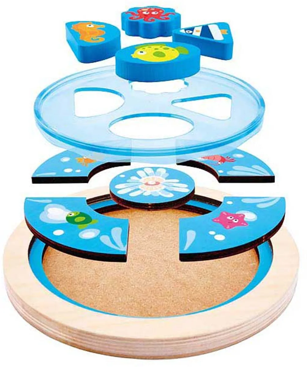 Hape Diepzee Vormenpuzzel 9 Stuks - Blauw