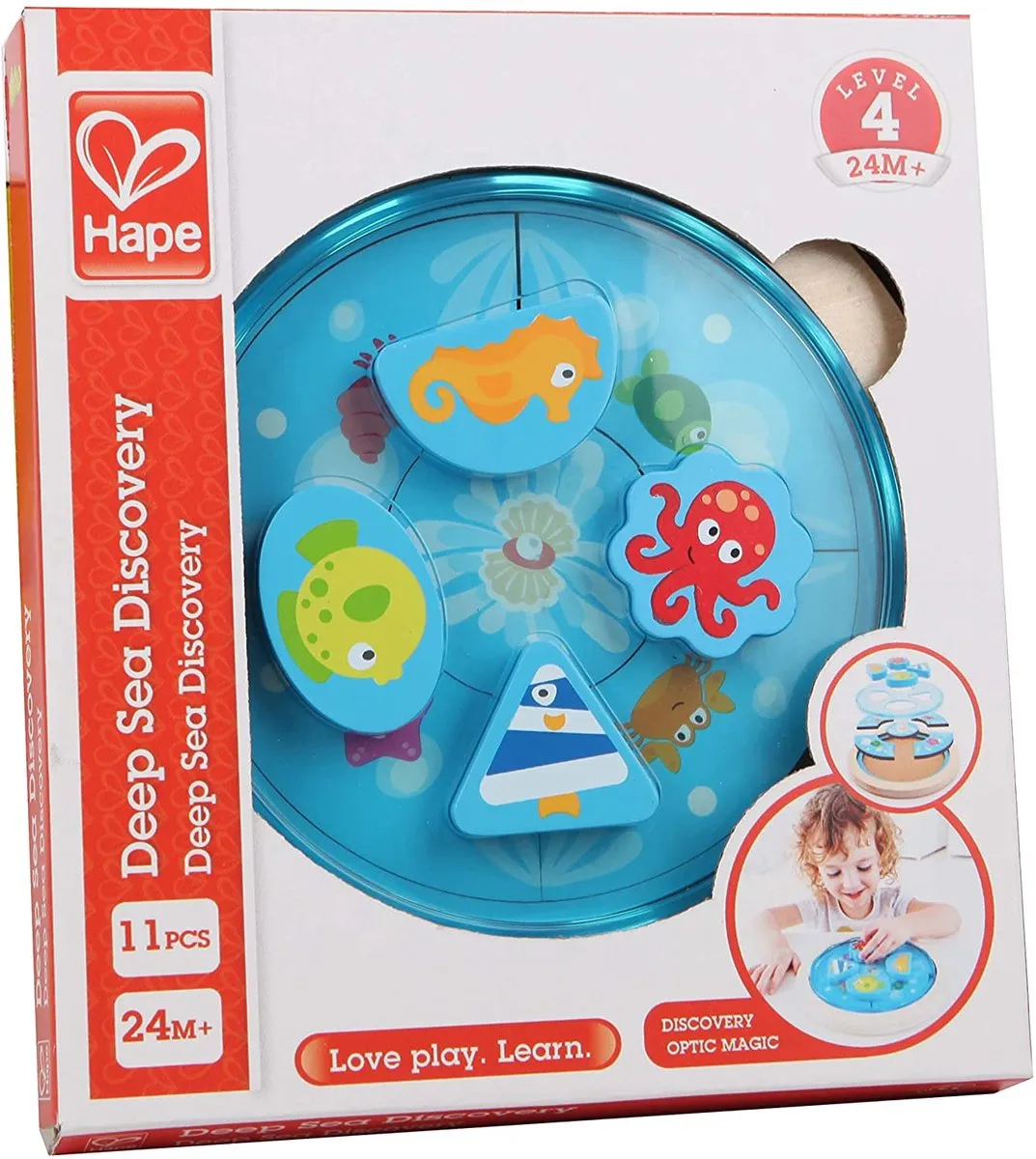 Hape Diepzee Vormenpuzzel 9 Stuks - Blauw