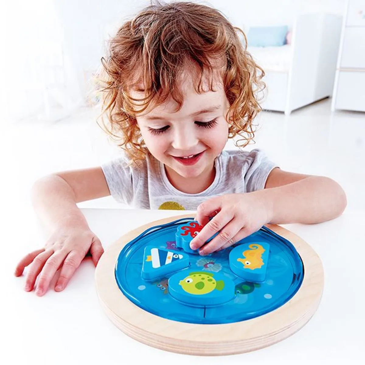 Hape Diepzee Vormenpuzzel 9 Stuks - Blauw