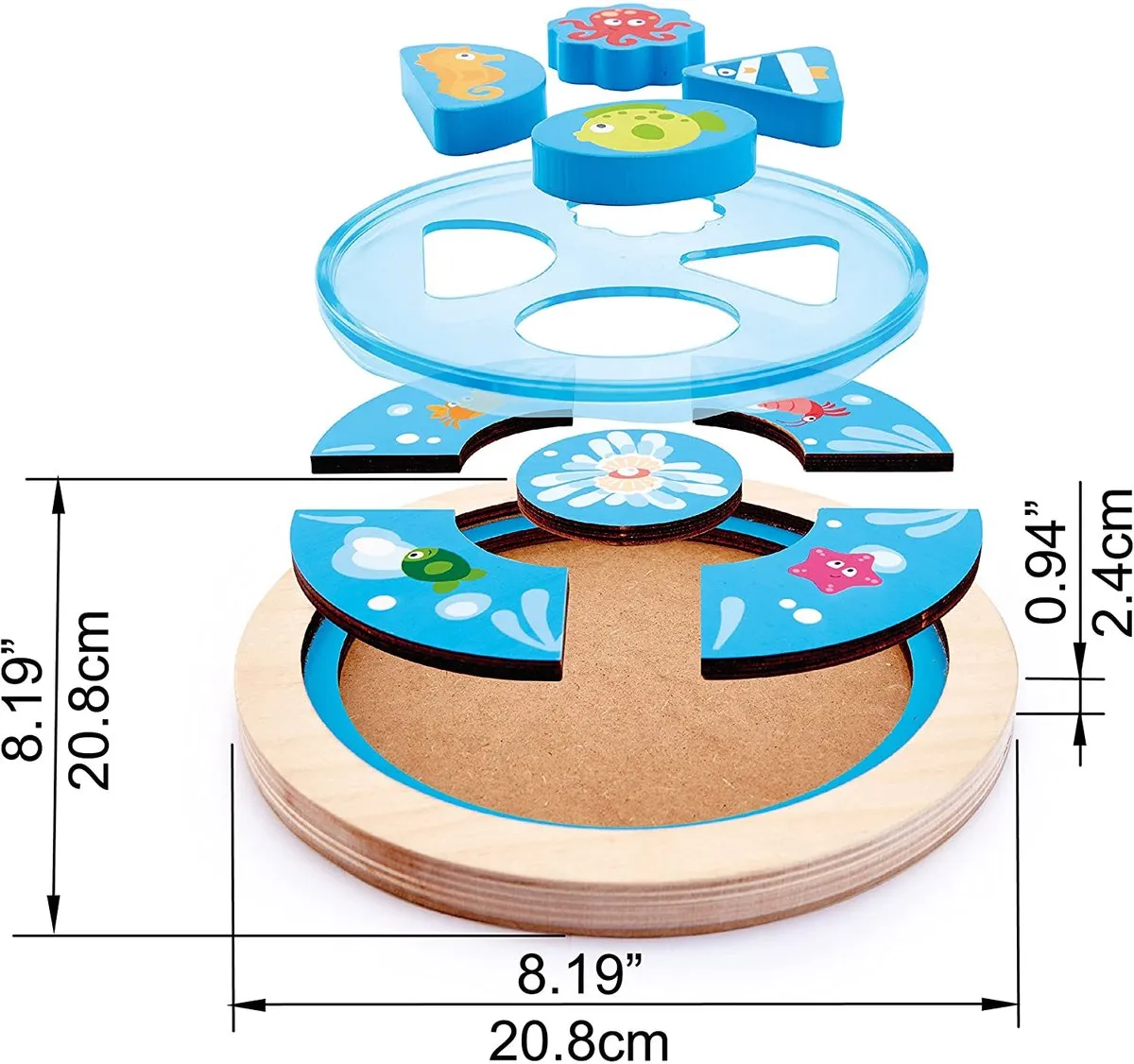 Hape Diepzee Vormenpuzzel 9 Stuks - Blauw