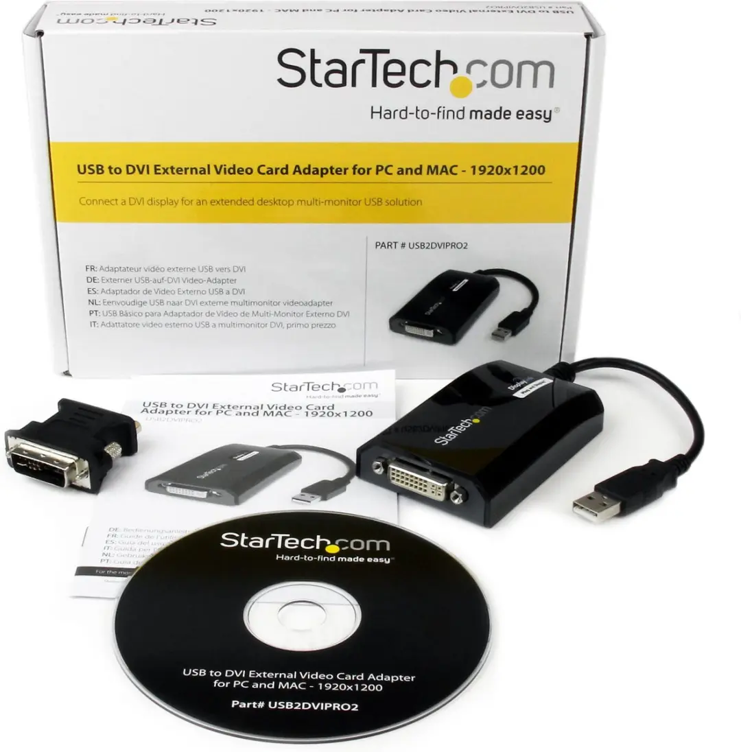 Startech USB2DVIPRO2 USB naar DVI Adapter - 1920x1200 - Zwart