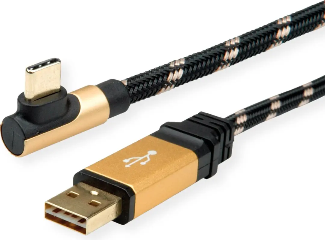 Roline GOLD USB 2.0 Kabel USB-A naar USB-C 90°