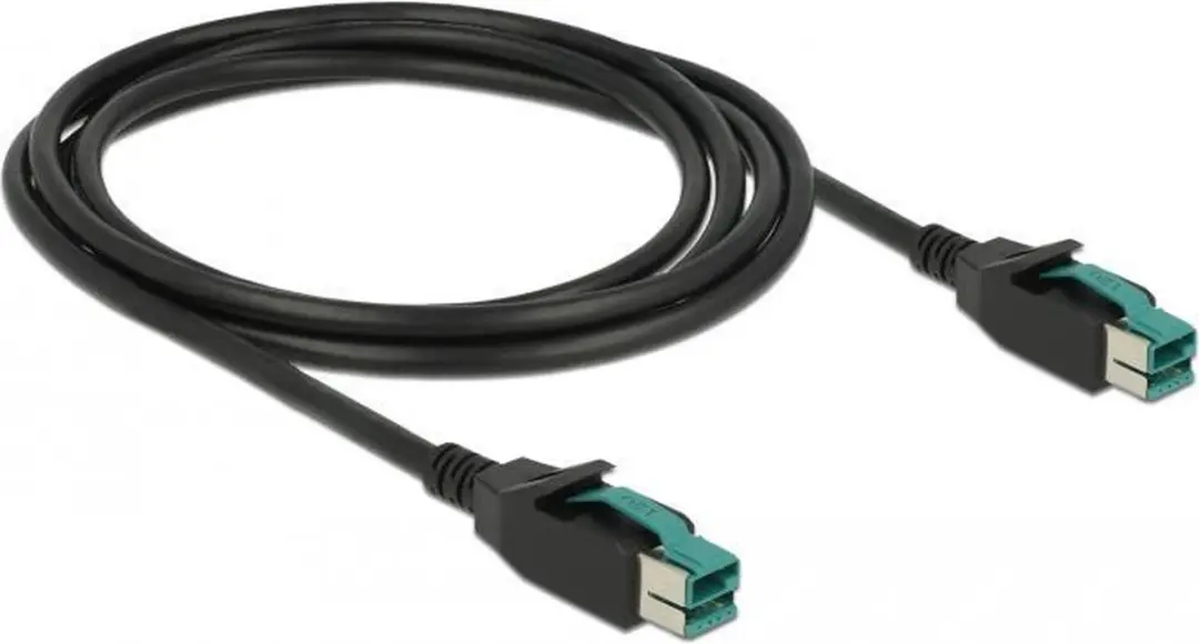 Delock PoweredUSB Kabel 12V M/M 2m - Zwart