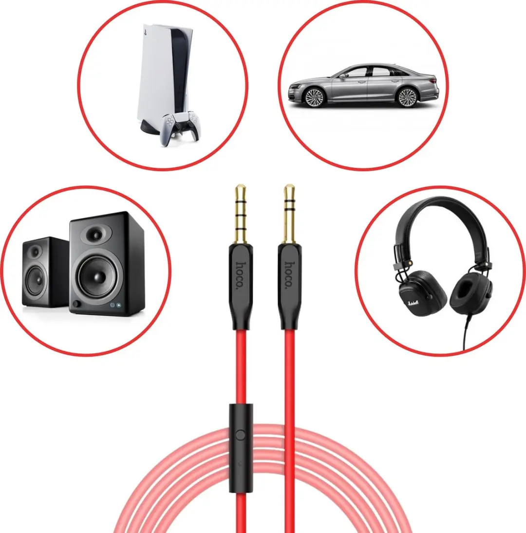 Hoco UPA12 3,5mm Audiokabel - 1m - Rood