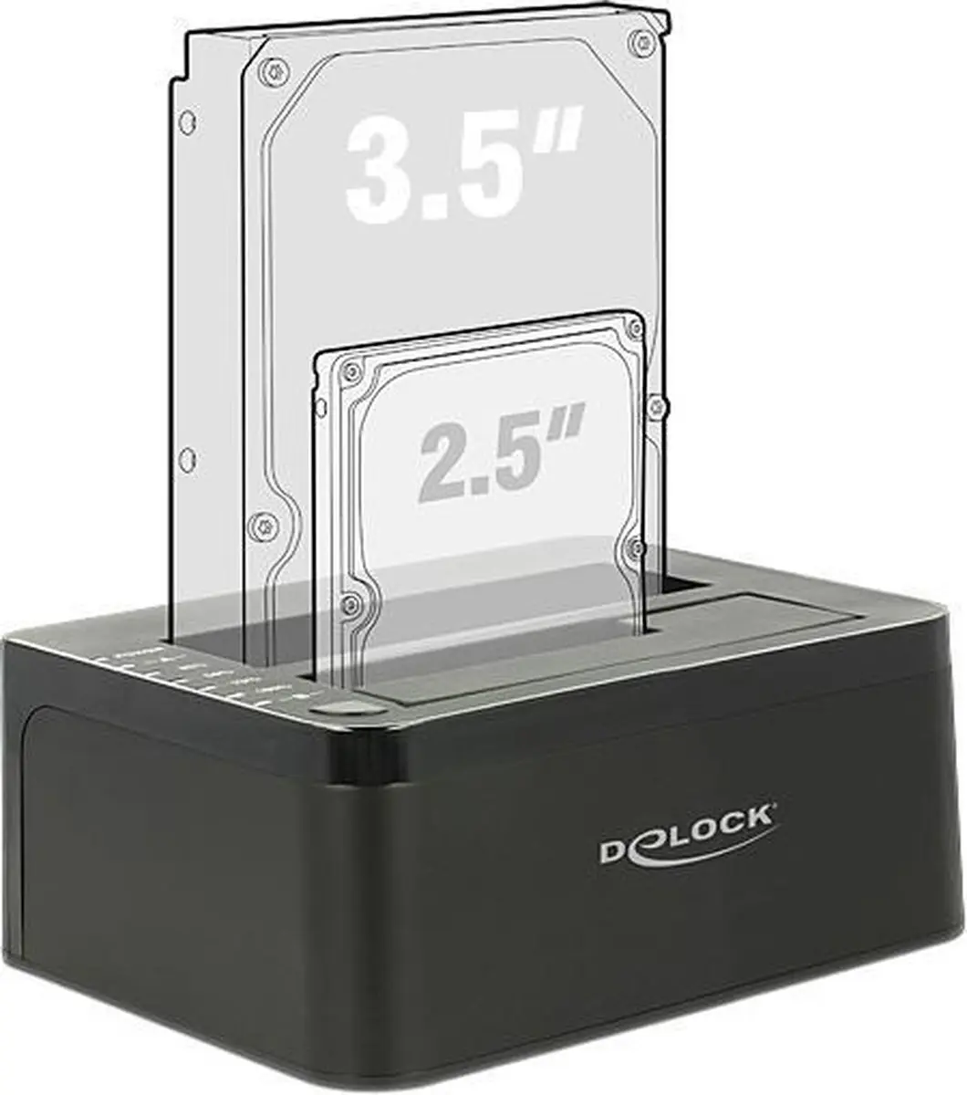 Delock USB Dual Docking Station 62661 - 2x SATA HDD/SSD - Zwart