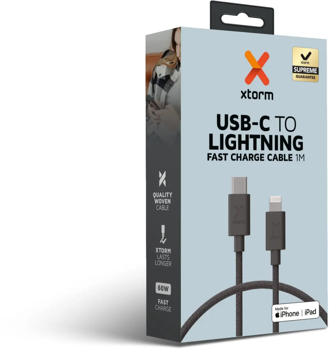 Xtorm Go2 CXG2031 USB-C naar Lightning Kabel 1m - Zwart