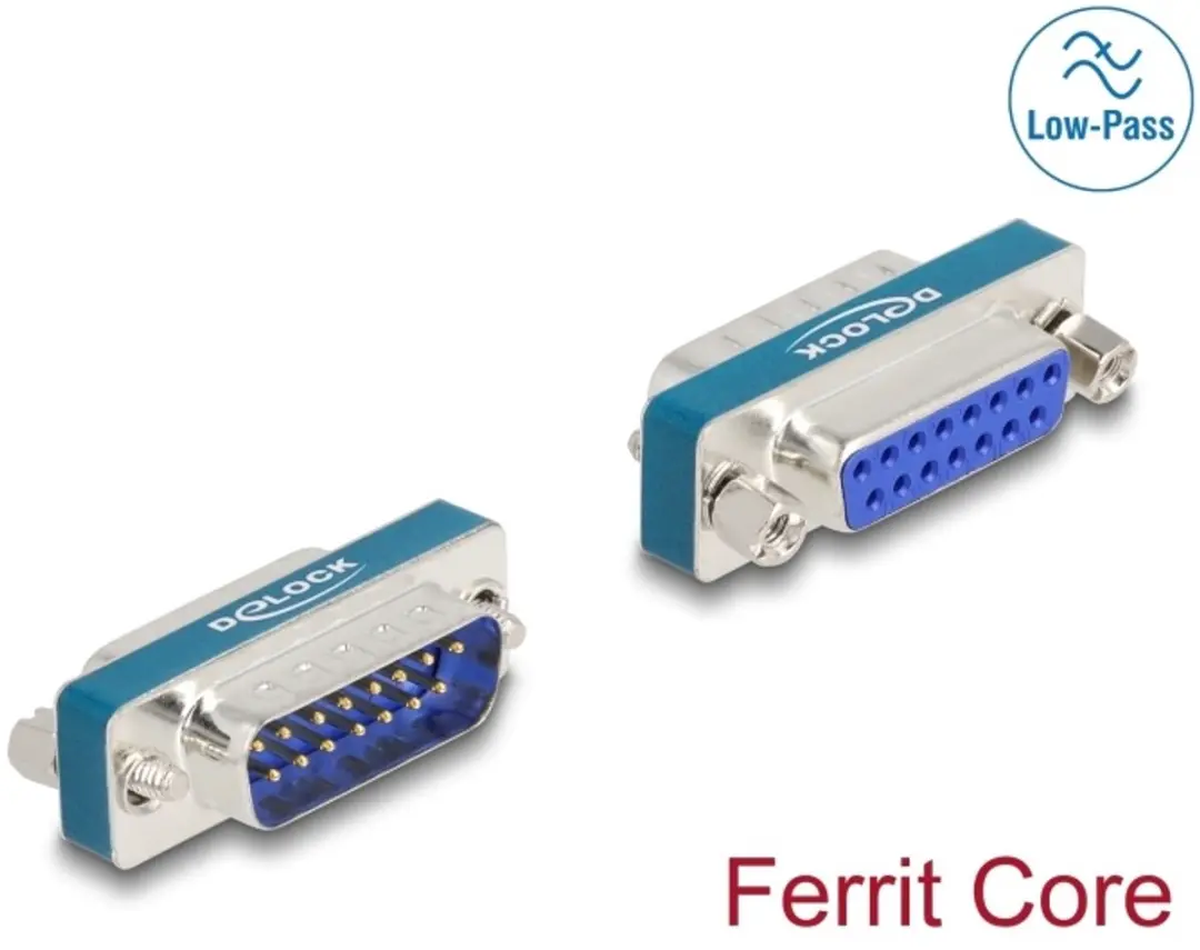 Delock RF/EMI Suppressiefilter D-Sub 15-pins M/F