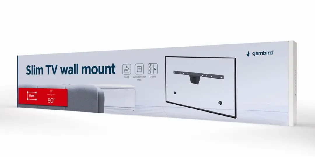 Gembird Slimline TV Muurbeugel 37'-80' WM-S80F-01 - Zwart - afbeelding 5 van 5
