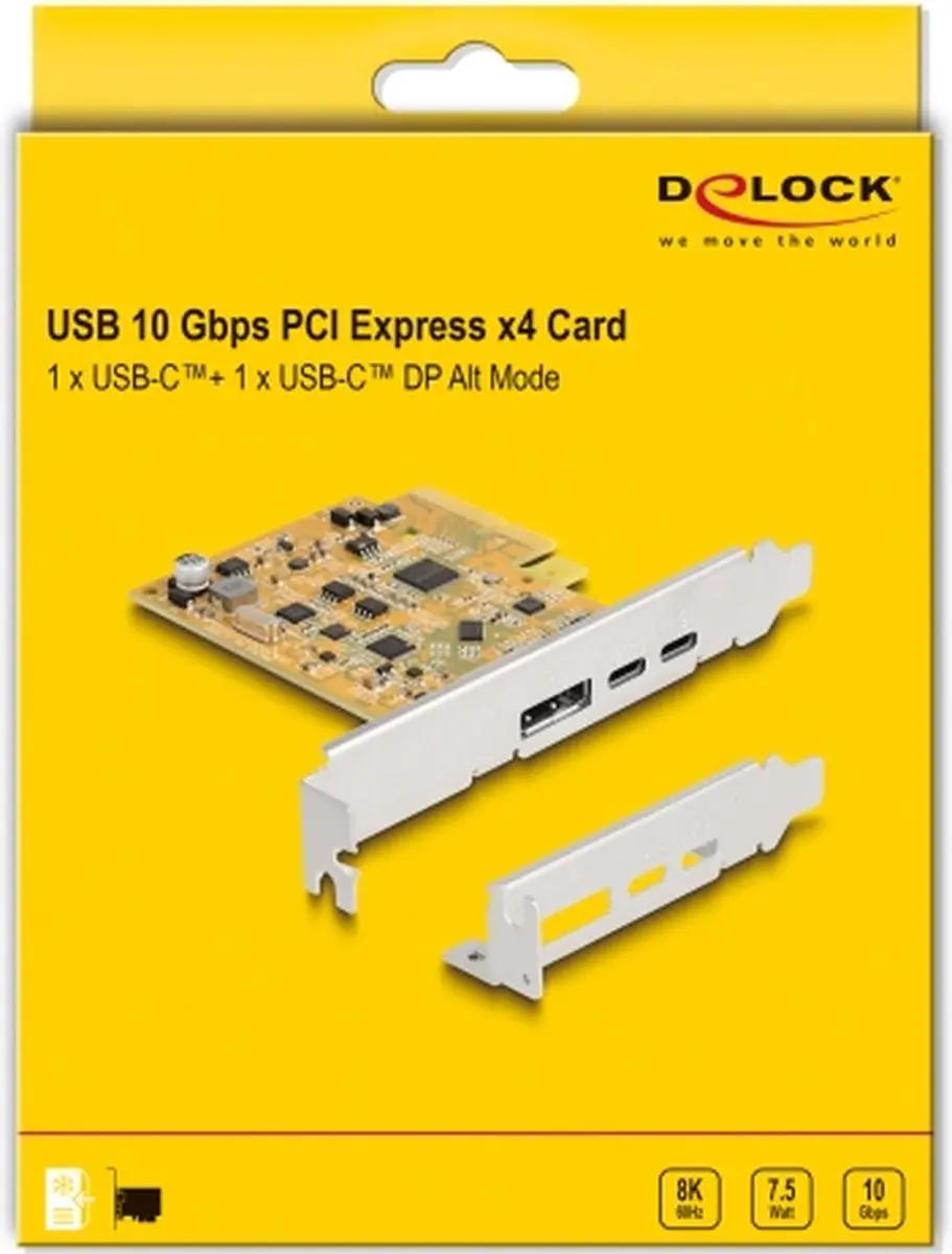Delock PCIe x4 Kaart USB-C 10Gbps - 2x Type-C - Metallic - afbeelding 6 van 6