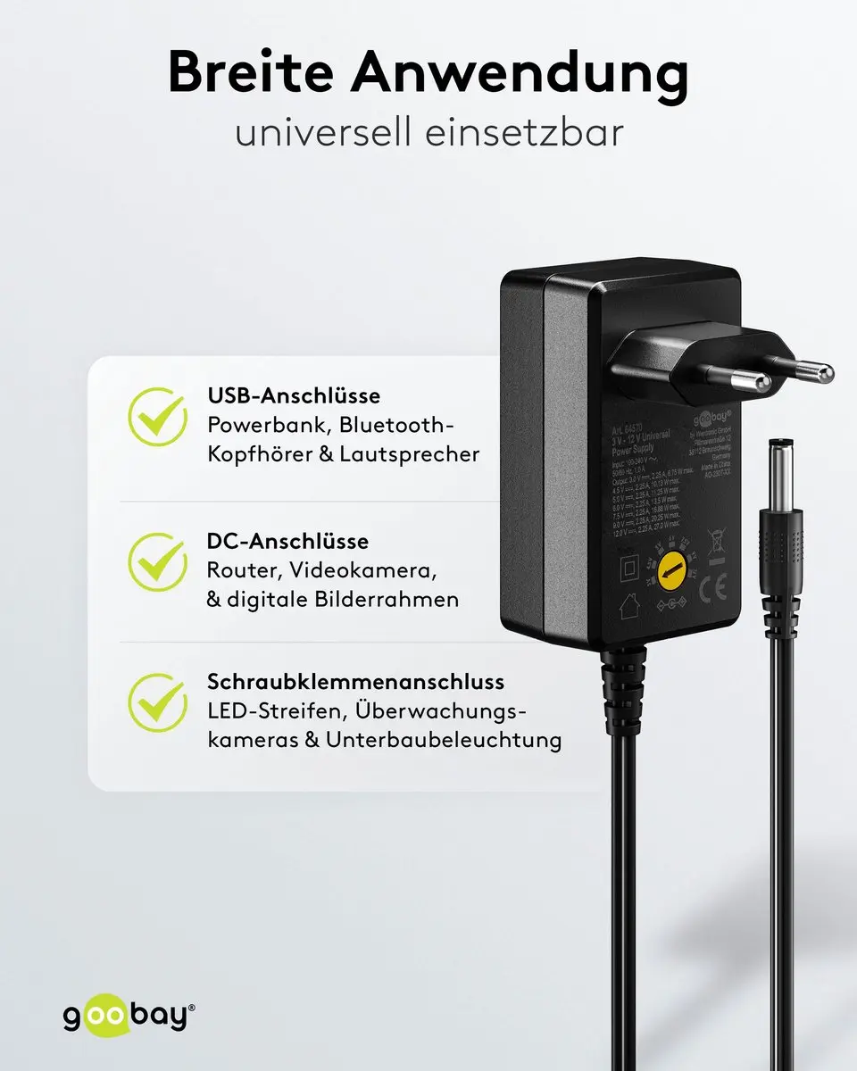 Goobay 64570 AC Kabel - Universeel Zwart