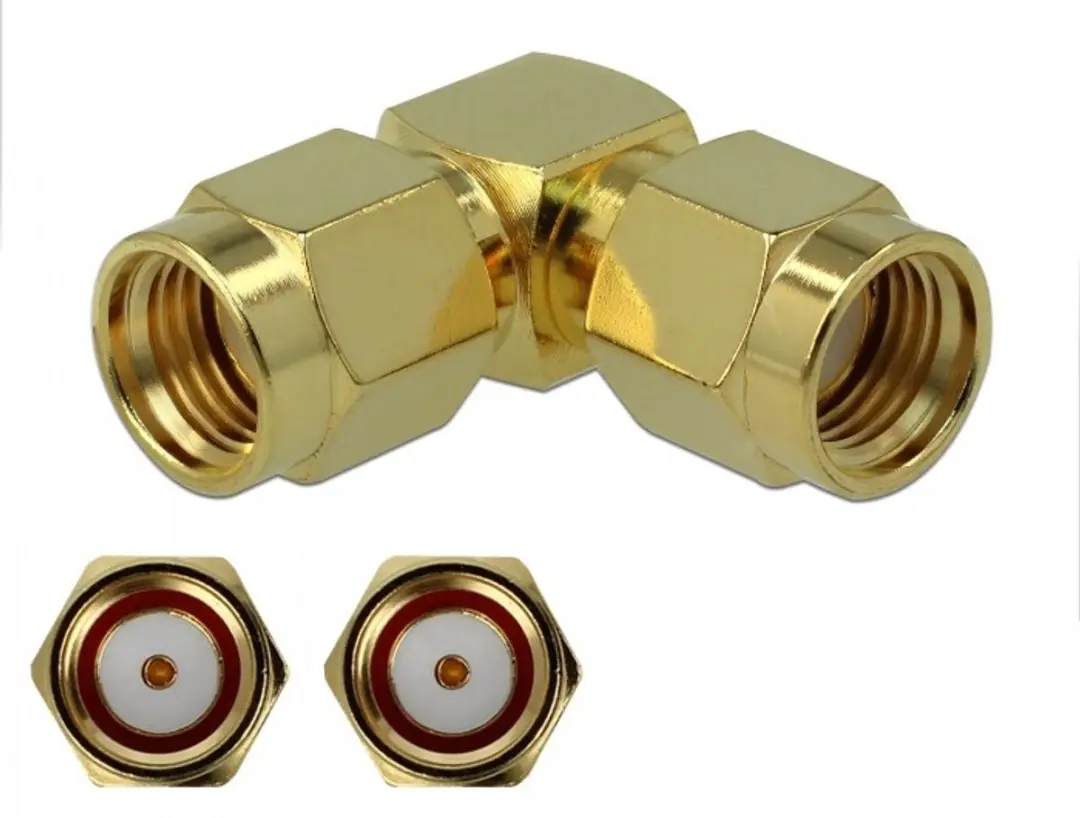 Delock RP-SMA (m) Haakse Adapter 50 Ohm 3 GHz - Goud