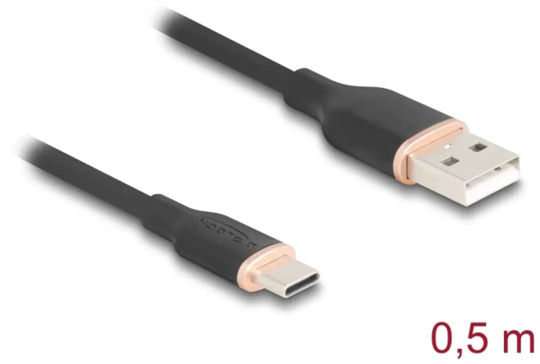Delock USB 2.0 Kabel A-male naar C-male 0,5m - Zwart