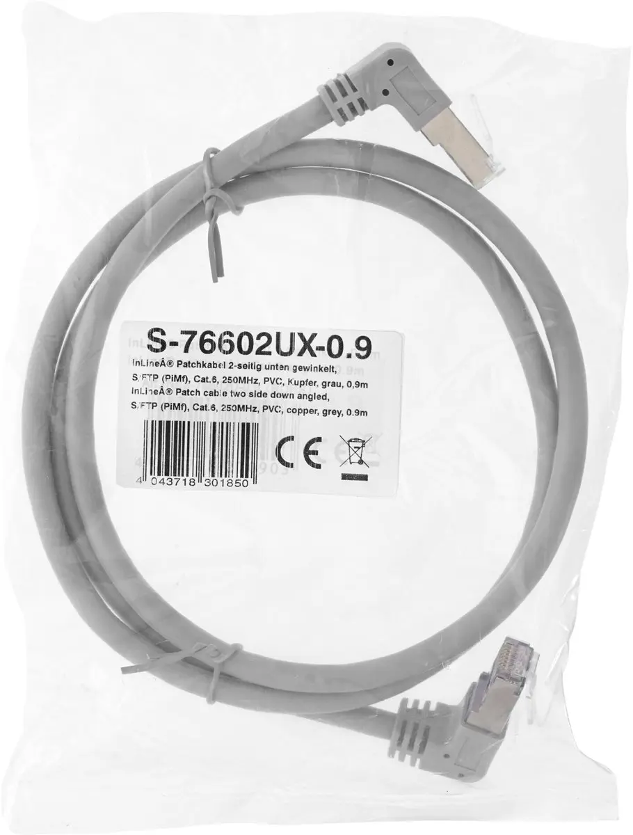 InLine Patchkabel S/FTP Cat.6 0,90m - Grijs
