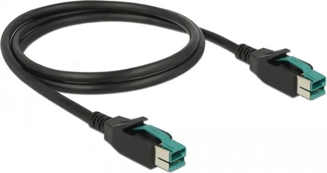 Delock PoweredUSB Kabel 12V Mannelijk - 1m - Zwart