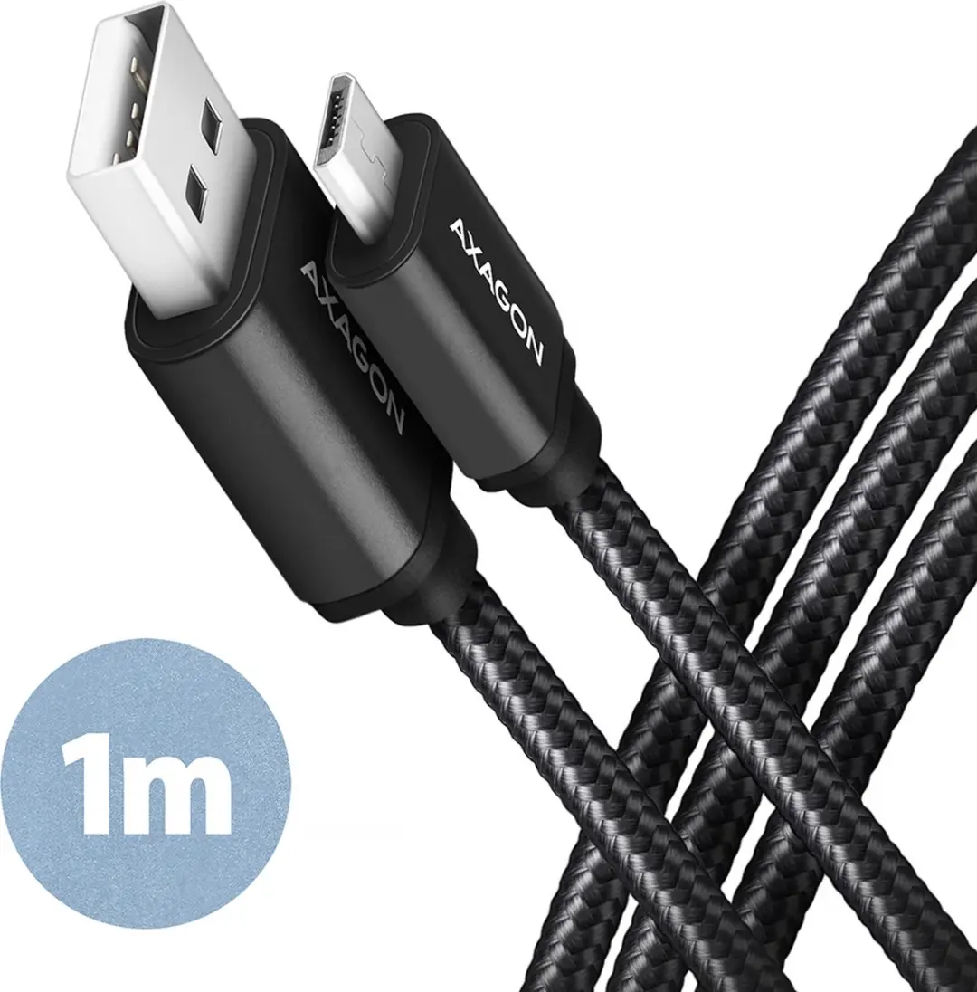 Axagon BUMM-AM10AB USB-kabel Micro USB naar USB-A 1m