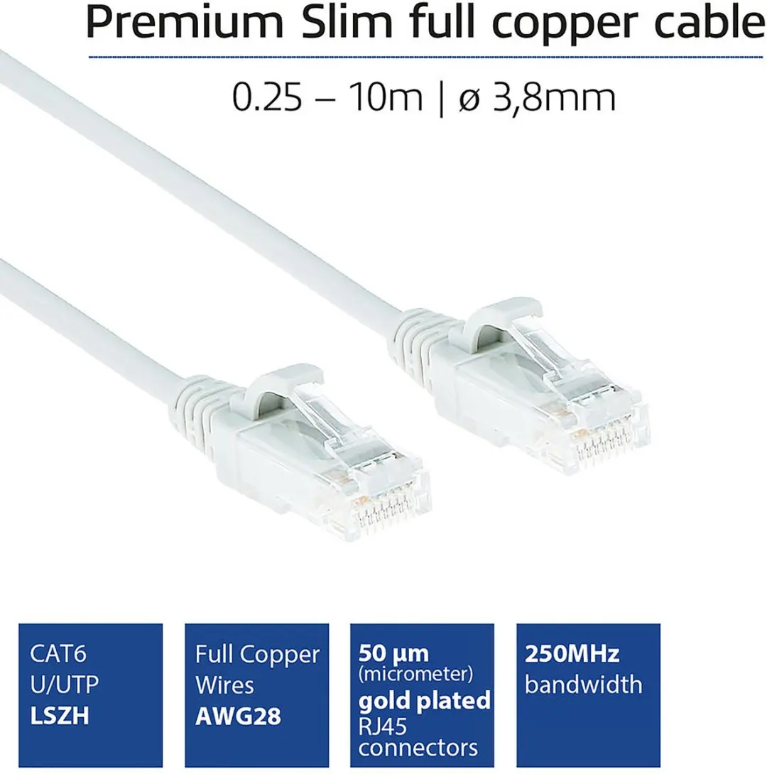 ACT Witte LSZH CAT6 Patchkabel 0,25m - DC8952