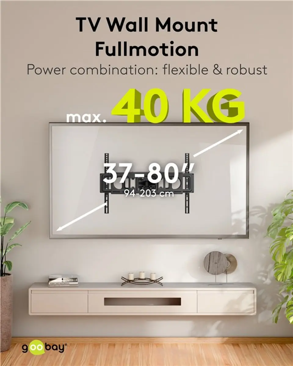 Goobay TV-muurbeugel 76474 - Full Motion - 80 inch - Zwart