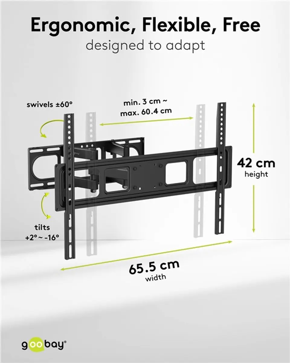 Goobay TV-muurbeugel 76474 - Full Motion - 80 inch - Zwart