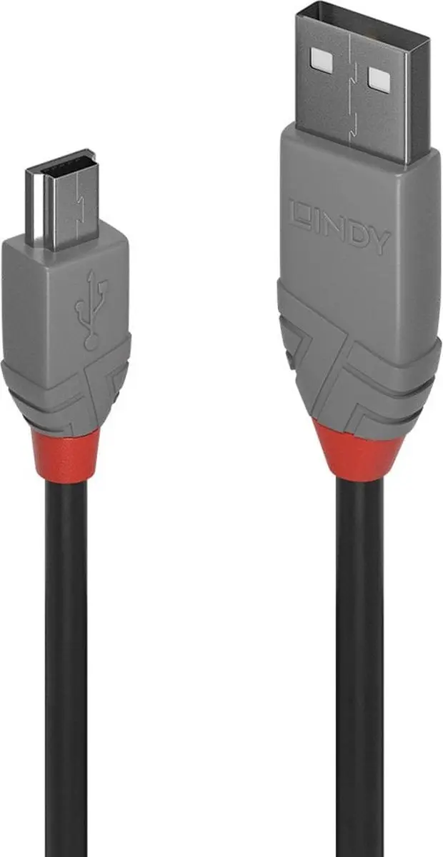 Lindy 36725 USB-kabel USB-A naar USB-mini-B 5m - Zwart