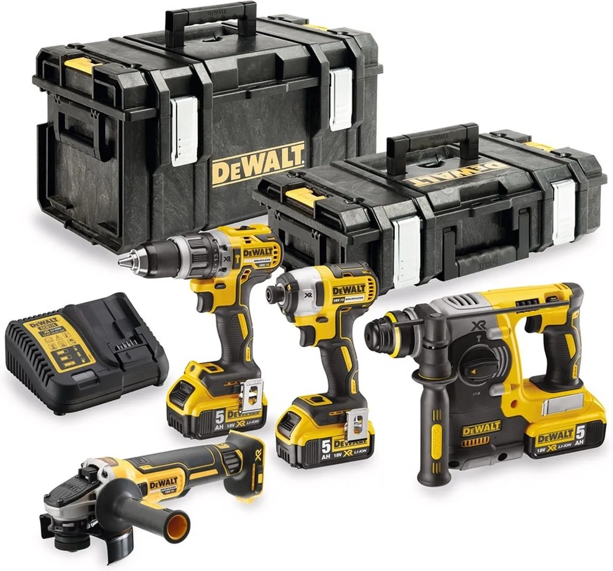 DCK422P3 4-delige Combopack XR 18 Volt 3 x 5,0 Ah Li-Ion in T-stak koffers