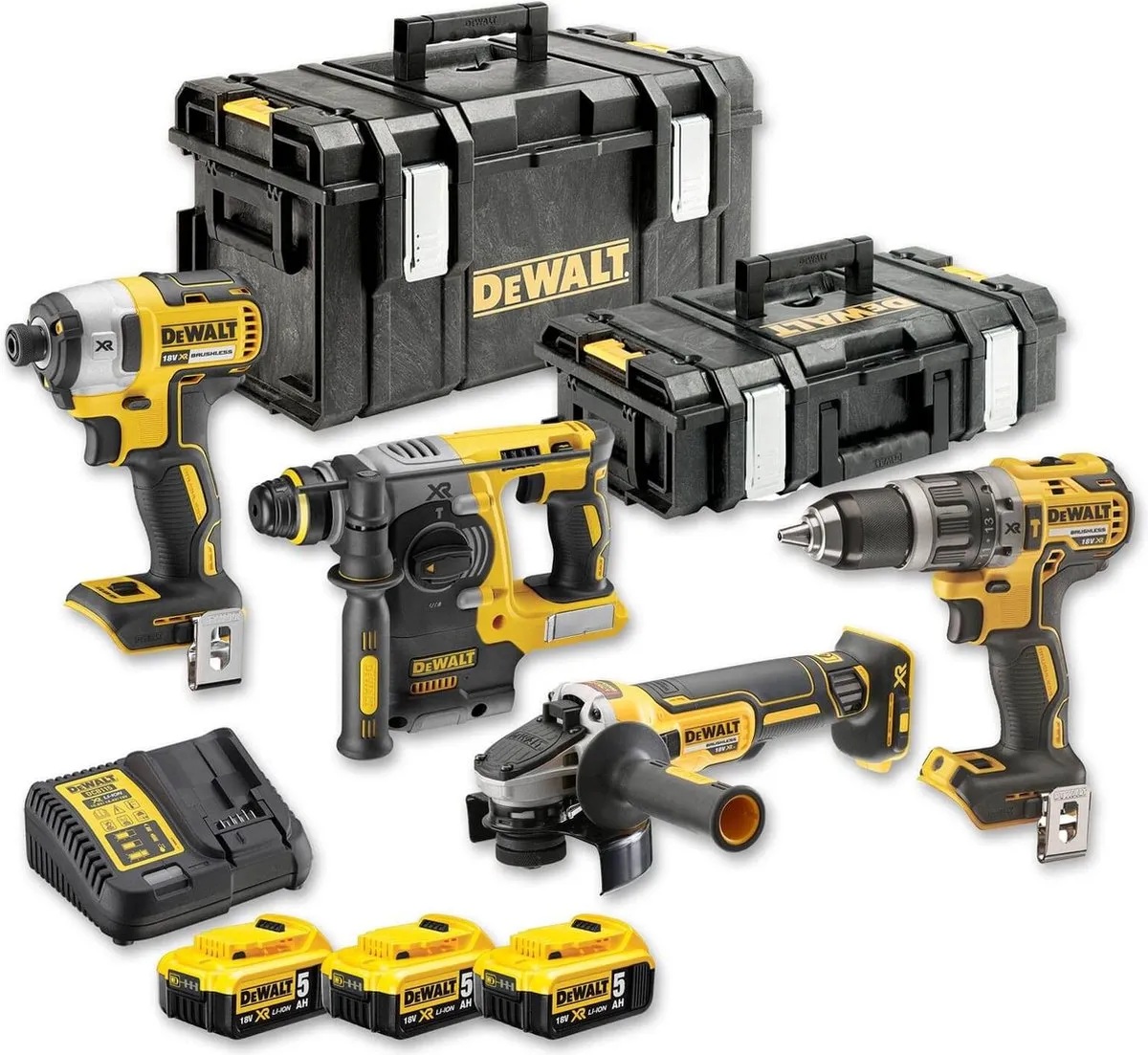 DCK422P3 4-delige Combopack XR 18 Volt 3 x 5,0 Ah Li-Ion in T-stak koffers