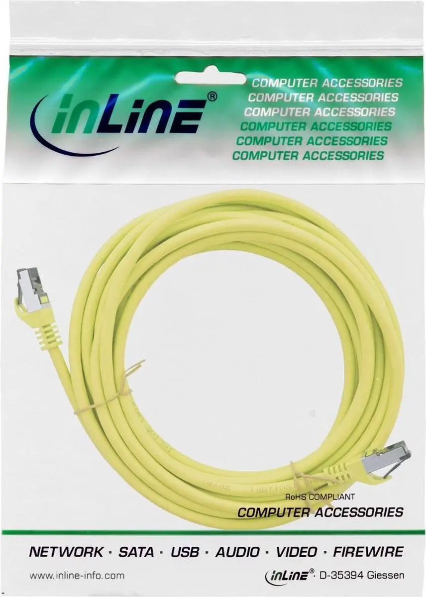 InLine S/FTP CAT8.1 Netwerkkabel - 40Gbit - 5m - Geel